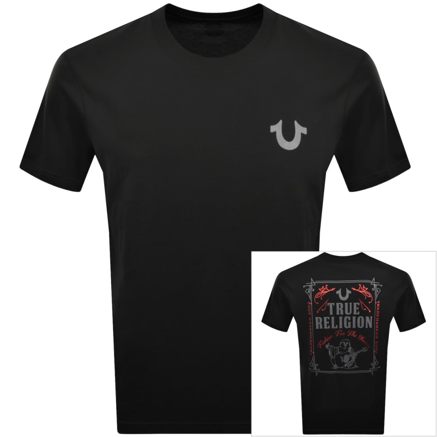 True Religion Rectangular Logo T Shirt Jet Black | Mainline